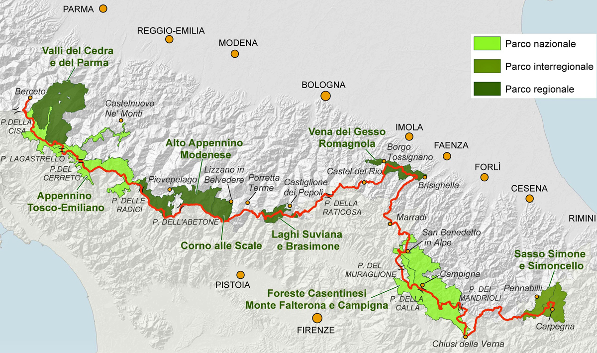 Map - The Alta Via - Trail of the Parks