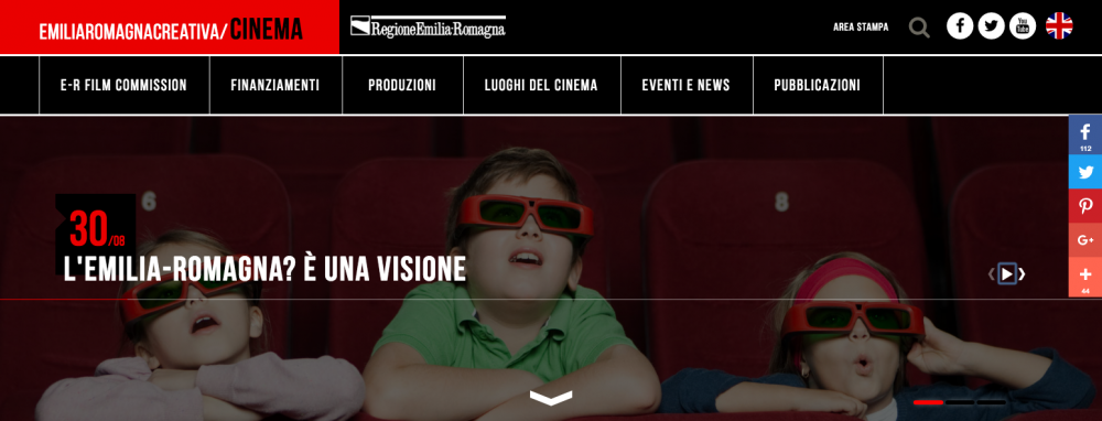 Home Page del sito www.emiliaromagnacreativa.it/cinema