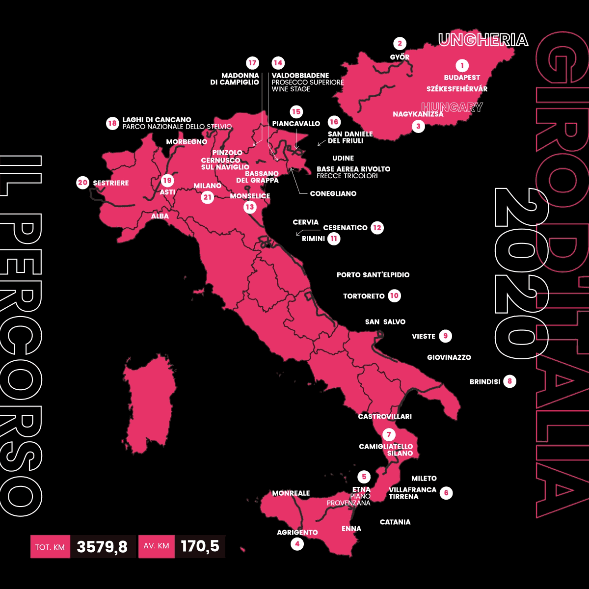 Percorso Giro d'Italia 2020