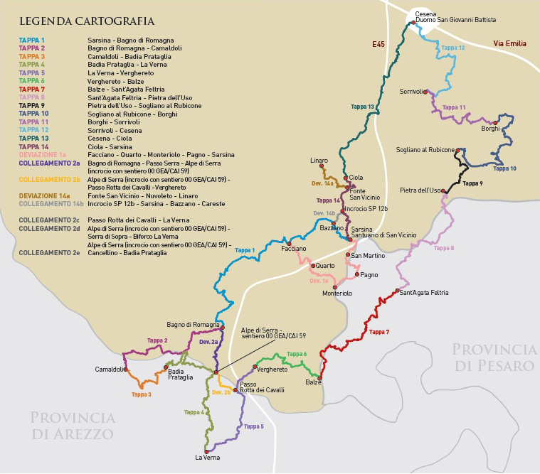 Cammino di San Vicinio - Mappa