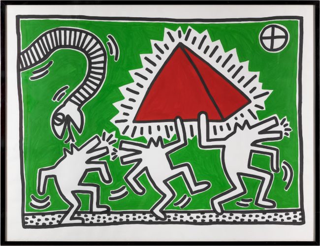 reggio-emilia-mostra-what-a-wonderful-world- Keith Haring, Untitled (Egypt), 1982, acrilico su carta, 100x130 cm, Milano, Collezione Consolandi © Roberto Marossi