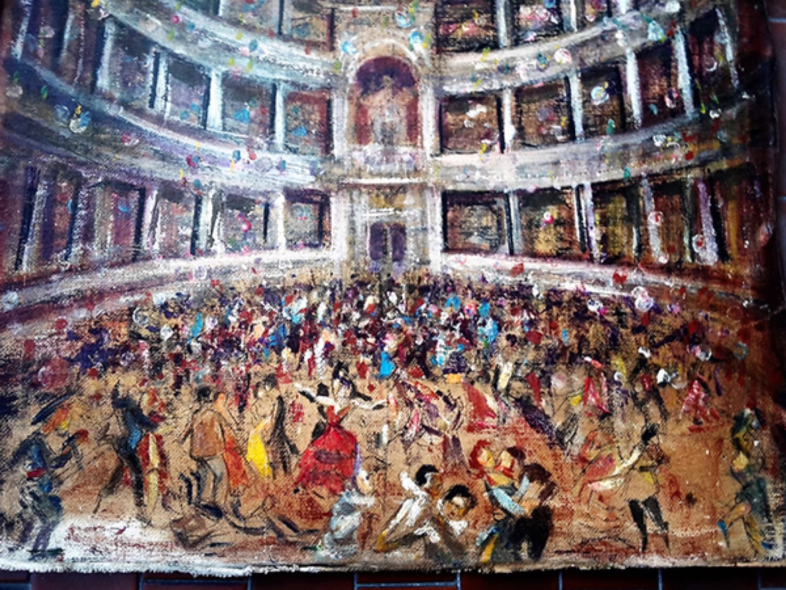 Ballo al Teatro Magnani (particolare), Ettore Ponzi, olio su cartone, raccolta "Ambrogio Ponzi", anni '20 o primi anni '30 del '900
