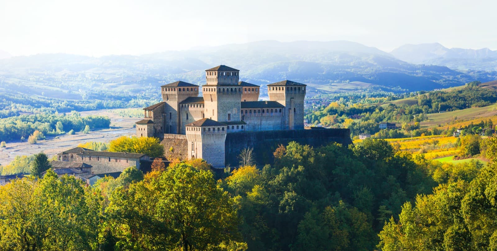 The Castle of Torrechiara (Parma, Italy), the fortress with a frescoed heart