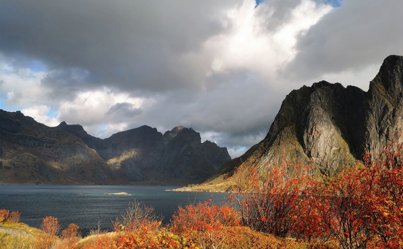 Fiorella Buonagurelli, Isole Lofoten, Montagne e colori dell’autunno a contatto con il mare, 2021