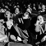 USA. 1958. Girls in a movie theater.