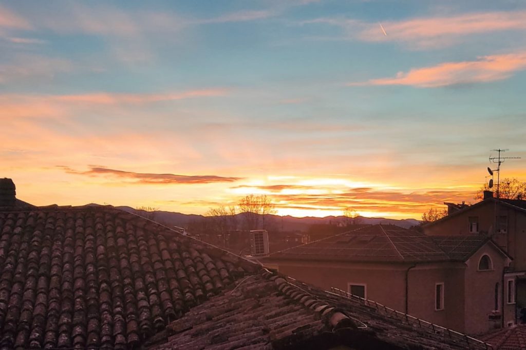 Fidenza, tramonto dalla torre mediovale 